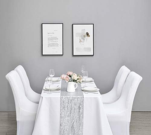 6PCS 12x72 Inch Sequin Table Runner Silver Glitter Table Runner for Party, Wedding, Bridal Baby Shower, Event Decorations（6PCS, 12x72 Inch, Silver） - Image 6