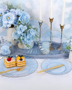 YOUBET 175PCS Clear Blue Scalloped Plastic Plates for Party Wedding - Image 5