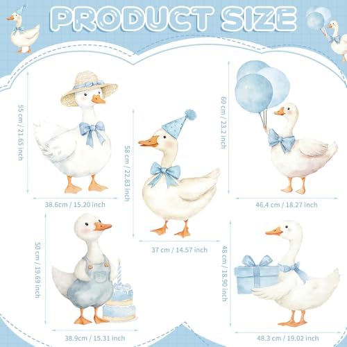 5Pcs Silly Goose Baby Shower Decorations, Blue Large Goose Cardboard Cutout Standup, Geese Birthday Party Sign for Photo Booth Props Backdrop Garden Entrance Decor Cartoon Party Supplies - Image 5