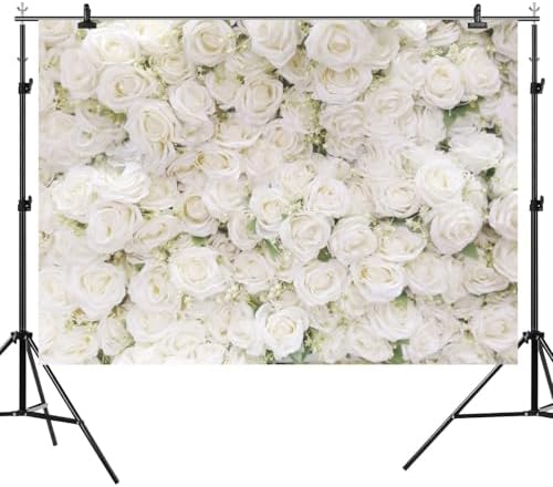 15x8ft Flower Backdrop White Rose Floral Photography Background Engagement Ceremony Bridal Shower Wedding Party Banner Decorations Kids Birthday Newborn Baby Shower Portrait Photo Booth Prop - Image 6