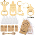 OMISTAR Popping Shower Bottle Openers Favors for Guests 24 Sets - Footprint Bottle Opener Keychain, Bottle Opener Decorations and Souvenirs with Organza Bags and Thank You Tags for Shower Parties - Image 2
