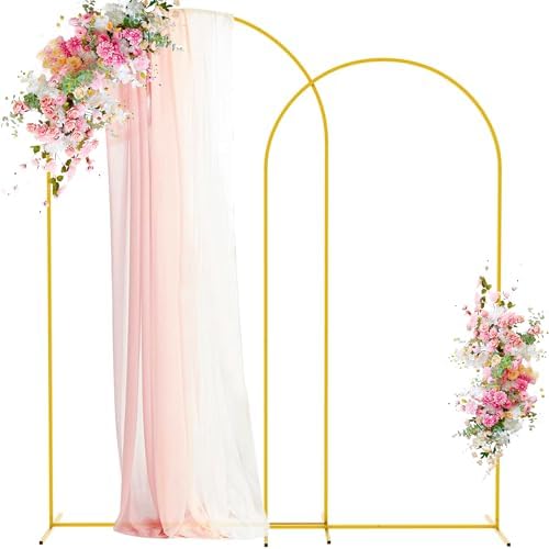 Wokceer Wedding Arch Backdrop Stand 7.2FT,6.6FT Gold Metal Arch Stand Set by Wokceer