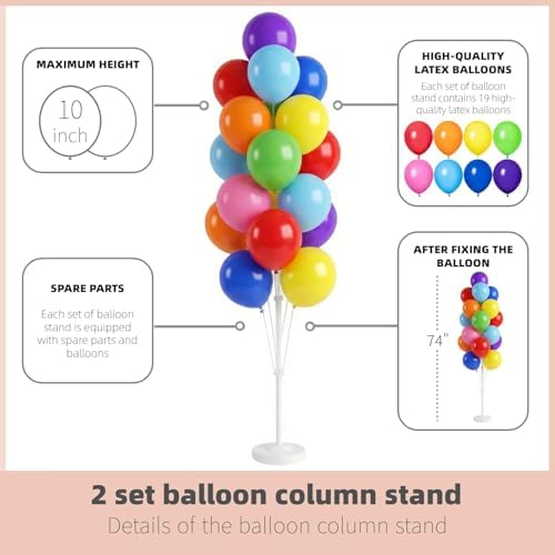 HIINS 2 Set Assorted Color Balloon Column Kit For Floor or Table Party Decor - Image 4