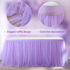 6ft Lavender Tulle Table Skirts for Rectangle Tables or Round Tables Lavender Ruffle Tutu Tablecloth for Girls Baby Shower Birthday Party Wedding Cake Dessert Table Decorations - Image 6