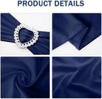 Pack of 60 Spandex Chair Sashes Bows Stretch Chair Cover Band with Buckle Slider Universal Elastic Chair Ties for Wedding Banquet Party Event Decoration (Navy) - Image 3