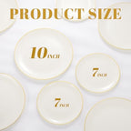 bUCLA 200PCS Ivory Plastic Plates with Gold Rim - Heavy Duty Cream Disposable Include 100 Dinner 10 inch & 100 Dessert 7 inch Plates, Ideal for Party & Wedding - Image 2