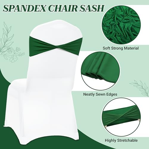 MDS Pack of 250 Spandex Chair Sashes Without Slider Buckles – Green - Image 3