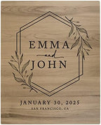 Andaz Press Large Wooden Welcome Sign for Wedding Rustic Welcome Sign 16" x 20" Custom Names Laurel Geometric Wreath Wedding Signage English Oak MDF Wood Finish Wedding Reception Indoor Outdoor Signs by AndazPress