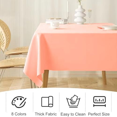 4 Pack Square Table Cloth 52x52 Inch Tablecloth Machine Washable Fabric Polyester Table Cover for Dining, Buffet Parties, Picnic, Events, Weddings Decor（Peach Coral） - Image 6