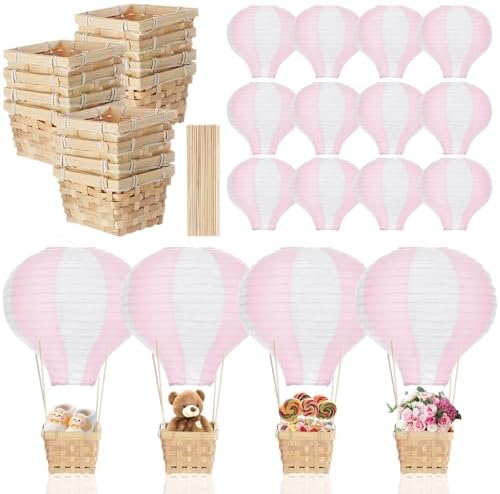 Meooeck 14 Sets Pink Hot Air Balloon Table Centerpieces Decor by Meooeck