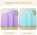 Blue and Purple Arch Cover 3 Set-7.2FT, 6.6FT, 6FT Arch Backdrop Cover Spandex Fitted 2- Color Fabric Stand Covers for Baby Shower Mermaid Theme Birthday Party Wedding Photo Background Decorations - Image 2