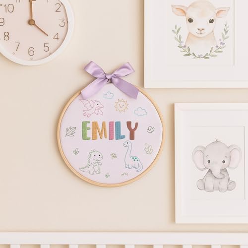 Embroidery Baby Name Sign, Personalized Welcome Baby Hoop Sign with Bow, Custom Baby Name Sign for Hospital, Infant Baby Shower Gifts New Parents (13) - Image 7