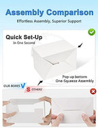Shallive 28 Pack Large Treat Boxes White - 9 x 6 x 6 inches Gable Gift Boxes with Handle Cardboard Lunch Boxes Recycled Paper Take Out Boxes Welcome Boxes For Wedding Baby Shower Birthday - Image 4