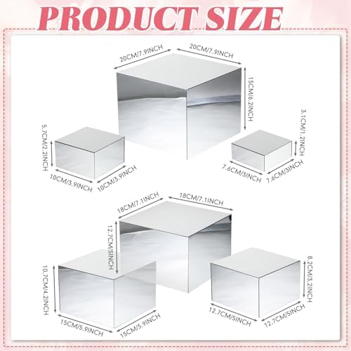 Geelin 6 Pack Acrylic Risers Hollow Bottom,Silver,3 to 8 Inch,Square - Image 4
