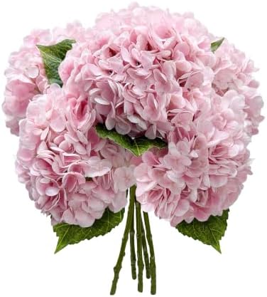 Yatim 21In Pink Artificial Hydrangea Flowers with Stems 5 Pcs by Yatim