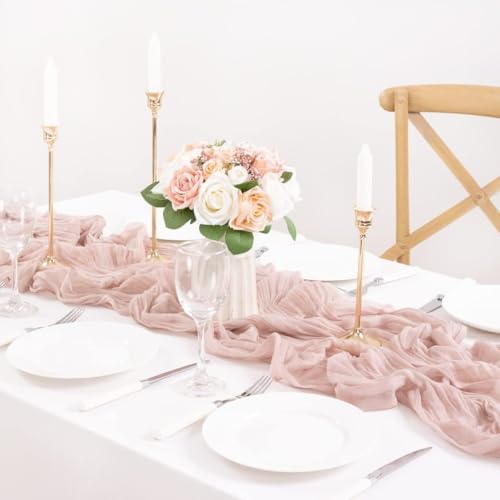 12 Pack Pink Table Runner 10ft Rustic Gauze Cheesecloth Table Decor - Image 4