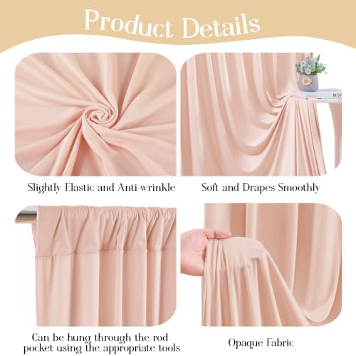 20 x 10ft Dusty Pink Backdrop Curtains, Dusty Pink Drapes for Backdrop - Image 3