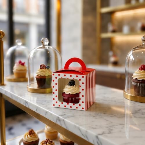 Restaurantware Square Red Paper Cupcake Window Box, 4.5 x 4.5 In, 100 Pack - Image 4