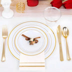 GATHER 350PCS White and Gold Plates Dinnerware Set for Wedding Party - Image 4