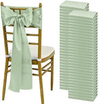 YMHPRIDE 60 PCS Sage Green Satin Chair Sashes, 7x108 Inch Ties Chair Bows by YMHPRIDE
