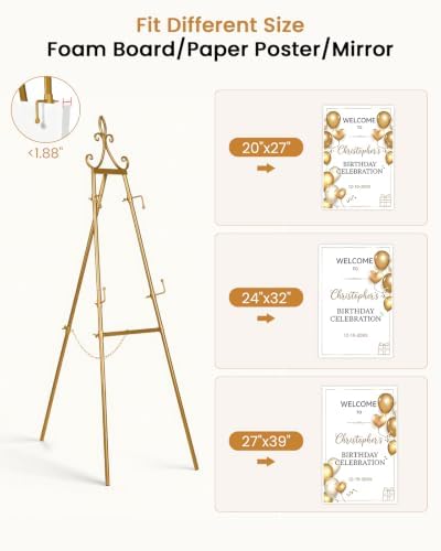 53.9" Gold Easel Stand for Sign, 2 Pack Display Easel for Wedding Sign - Image 2