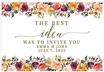 Andaz Press Custom Personalized Disposable Paper Placemats, 12 x 18 Inch, Set of 25, Gold Floral The Best Idea was to Invite You, Tableware, Dining, Tabletop, Table Setting for Wedding, Bridal Shower by AndazPress