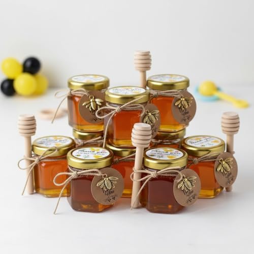 DnaDkiy Mini Glass Honey Jars with Dippers, 1.5oz Honey Pot, 40 Pack - Image 5