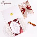 25 PCS Rose Gold Glitter Laser Cut Wedding Invitations - Image 4