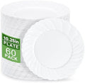 U-QE 60 Count White Plastic Plates - 10.25inch Plastic Disposable Plates by U-QE