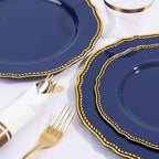 Hioasis 175 Pcs Blue Gold Plastic Plates Wedding & Party - Image 7