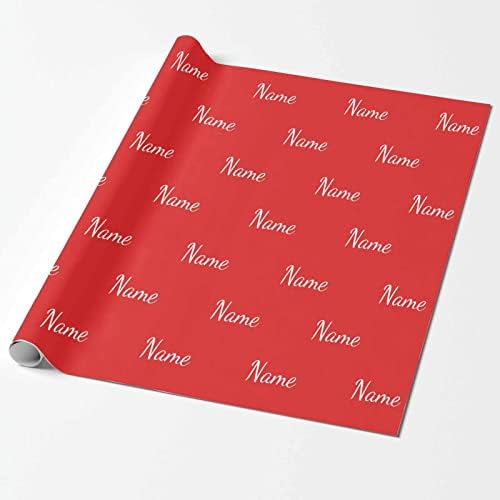 MyPupSocks Custom Name Wrapping Paper, Personalized Gift Wrap Paper with Funny Text Logo Name Red Wrapping Paper Roll for Mom Dad Grandma Birthday Christmas Wedding 3 Rolls - Image 2