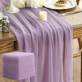 Sheer Chiffon Table Runner 35x120 Inches, Purple 12 Pack by LINNUO+HOURSE
