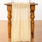 DeZerlor Beige Cheesecloth Table Runners 4 Pack Summer Boho Runners - Image 5