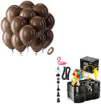Bezente Brown Balloons Latex Party Balloons - 100 Pack 12 inch Round Helium Dark Premium Boho Coffee Brown Balloons and Electric Balloon Pump Multiple by Bezente