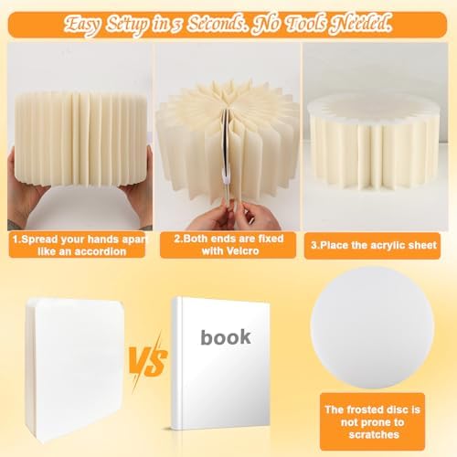 6 Pack Beige Foldable Paper Buffet Risers - Display Stands with Acrylic Top - Image 3