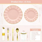 Glowserve Scalloped Plastic Plates Dinnerware Set 175 PCS for 25 Guests - Image 6