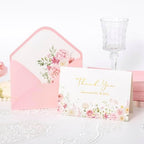 Crisky Pink Floral Wedding Thank You Cards with Envelopes & Stickers From Mr & Mrs, 100 Pack Gold Foil Eucalyptus Leaves Thank You Greeting Note Cards Bulk for Bridal Shower - Image 5