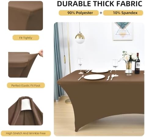 10-Pack 6ft Spandex Table Covers for Rectangle Standard Folding Tables - Wrinkle Resistant Stretch Tablecloths - Ultimate Fitted Table Protector for Parties, Banquet, Wedding - Image 2