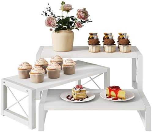 IBUYKE Wood Cupcake Display Stand,Set of 3,White TLJ019W by IBUYKE
