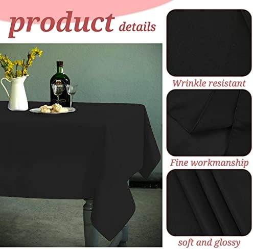 YMHPRIDE 6 Pack Black Rectangular Polyester Tablecloths, 60 x 126 inch, Stain & Wrinkle Resistant, Perfect for 8FT Tables, Wedding, Party, Banquet - Image 3