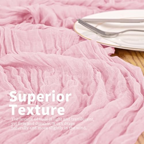 20 Pack Pink Table Runner 17 x 108inch Cheesecloth Table Runner Rustic Boho Gauze Sheer Fabric Cheese Cloth Table Runners for Wedding Party Bridal Baby Shower Birthday Spring Table Decor - Image 2