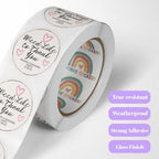 150 Custom Circle/Square BOPP Roll Labels- Personalized Stickers for Business Logo, Party, Wedding Favor, Baby Shower-Any Design Text + Image, Matte/Gloss Finish (3 Inch Square) - Image 2
