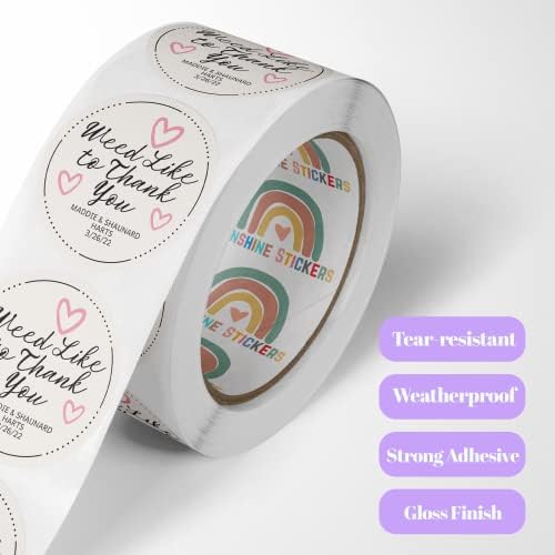 150 Custom Circle/Square BOPP Roll Labels- Personalized Stickers for Business Logo, Party, Wedding Favor, Baby Shower-Any Design Text + Image, Matte/Gloss Finish (3 Inch Square) - Image 2