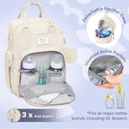 RUVALINO Baby Diaper Bag Backpack with Changing Pad, Waterproof, Beige - Image 2