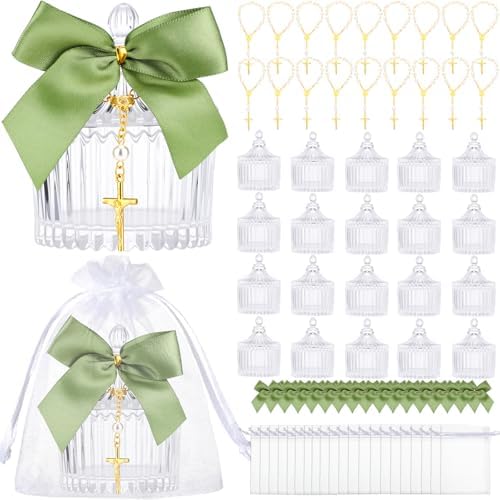 Vesici 20 Sets Baptism Party Favors for Guests Crystal Candy Bowl, Green by Vesici