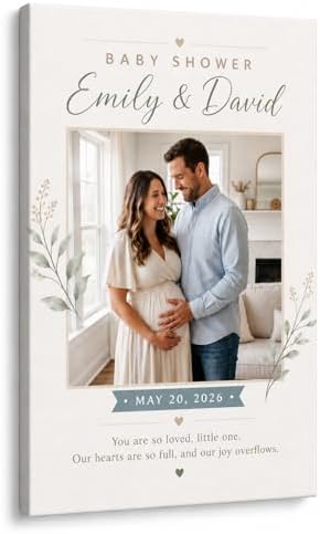 TWING Custom Baby Shower Welcome Sign Photo Canvas Wall Decor, 24 x 36 in by TwingRepublic