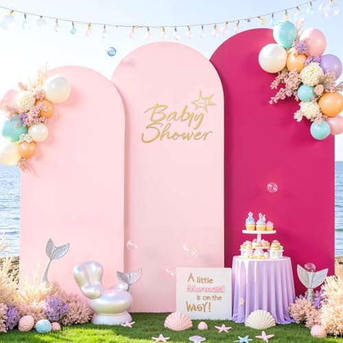Pink Arch Cover 6.6FT 7.2FT 8FT Party Party Arch Covers Stretchy Backdrop Set of 3 - Image 6
