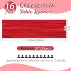 16 Pack Red Cheesecloth Table Runners 20x120 Inch Gauze Table Runner 10FT Easter Cheese Cloth Table Runner Rustic Sheer Runner for Wedding Baby Shower Birthday Party Table Decor - Image 2