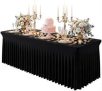 Black Spandex Tablecloth for 8FT Rectangle Tables, Table Skirt by Baoszty