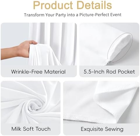 10x15ft White Backdrop Curtains for Parties Wedding Photo Wrinkle Free - Image 6